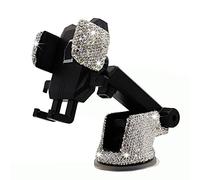 Supporto per telefono da auto, con strass brillanti, per donne e ragazze, accessorio per auto per parabrezza e cruscotto, compatibile con la maggior parte dei cellulari (bianco)