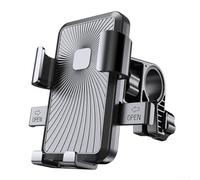 Supporto per telefono da auto, regolabile a 360 gradi, per manubrio o specchietto retrovisore con impugnatura antiscivolo, per dispositivi mobili su biciclette, veicoli di consegna, nero (manubrio