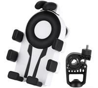 Supporto per telefono da bici con ammortizzatore a cuscino d'aria e rotazione a 360 gradi, adatto per manubrio e specchietti retrovisori, per moto e biciclette (nero bianco)