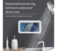 Supporto per telefono da doccia impermeabile con rotazione a 360, custodia regolabile, anti-appannamento, supporto da parete, copertura bianca