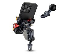 Supporto per telefono da moto in alluminio K1-R, anti-vibrazione, supporto anti-furto con base per specchietto retrovisore per moto, compatibile con telefoni da 6,1" a 7,2" con ammortizzatore