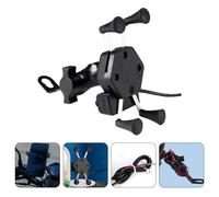 Supporto per telefono da moto OUNONA con ricarica USB rapida e impugnatura antiscivolo nera