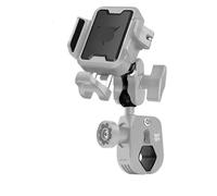 Supporto Per Telefono Da Moto, Tipo C, Regolabile, Antifurto, Ammortizzatore E Supporto Per Telefono A Sgancio Rapido(Silver)