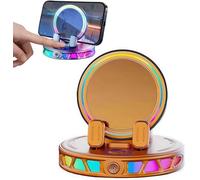 Supporto per telefono elettrico magnetico wireless per auto, rotazione a 360 gradi, con luce RGB a 7 colori, supporto per telefono con ventosa a serraggio automatico (arancione)