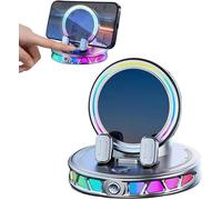 Supporto per telefono elettrico magnetico wireless per auto, rotazione a 360 gradi, con luce RGB a 7 colori, supporto per telefono con ventosa a serraggio automatico (argento)