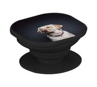 Supporto per telefono estensibile - cane Labrador Sabbia felice e calma, sorriso, posa saggio, fondo nero, impugnatura per supporto e supporto video per smartphone, compatibile con tutti i modelli