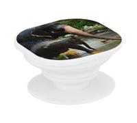 Supporto per telefono estensibile - Elefante asiatico e il suo piccolo a l'orario del bagno Nature Animals - Impugnatura Grip di supporto e supporto video per smartphone, compatibile con tutti i