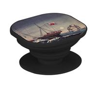 Supporto per telefono estensibile - Stampa giapponese trittica barca a vapore ruota ad alba arte delicata originale vintage - Impugnatura Grip di supporto e supporto video per smartphone compatibile