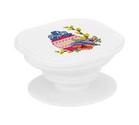 Supporto per telefono estensibile - Uovo Stampa Stile Cross Stitch Ricamo - Maniglia Grip di supporto e supporto video per Smartphone compatibile con tutti i modelli stampati in Francia