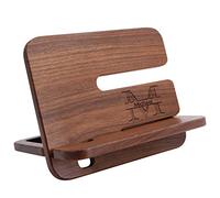 Supporto per telefono in legno di noce con incisione, personalizzabile, in legno di noce naturale, ideale come regalo di anniversario e compleanno