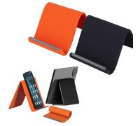 Supporto per telefono in silicone con alluminio, flessibile, pieghevole, regolabile, antiscivolo, per telefono, tablet, laptop, portatile, arrotolabile, multi-angolo, per la casa (nero + arancione)