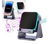 Supporto per telefono per altoparlante a induzione, 10 W, staffa pieghevole per smartphone con luce RGB, Bluetooth 5.3 Dual Mode, altoparlante audio wireless da 5000 mAh, per ufficio, casa, viaggi