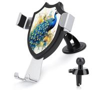 Supporto per telefono per auto, motivo: pavone, pittura ad acquerello, supporto universale per auto, per cruscotto e parabrezza, per smartphone da 10,2 a 15,2 cm