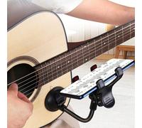 Supporto per telefono per chitarra, supporto per telefono con collo di cigno da montare sulla chitarra, supporto per telefono con ventosa rimovibile per chitarra acustica, elettrica e classica neroABS