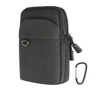 Supporto per telefono: per cintura in nylon, piccola borsa per cintura in nylon, con custodia per smartphone, con attrezzi, mini , Porta tessere verticale nero a doppio strato, Consulte la