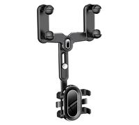 Supporto per telefono per specchietto retrovisore, 15 x 25 x 8,2 cm, girevole a 360°, design con morsetto anti-vibrazione, auto regolabile per navigazione, visione video, uso manuale, guida
