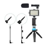 Supporto per telefono portatile di bellezza da viaggio con microfono di riempimento leggero-nero/blu/treppiede supporto regolabile per fotocamera