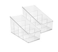 Supporto per telefono remoto da 2 pezzi - Organizzatore da scrivania per bagno con 4 griglie per cosmetici e contenitori per pennelli