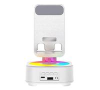 Supporto per telefono RGB con dente blu, supporto rotante regolabile, 11 x 11 x 19 cm, dispositivo audio portatile, decorazione con luce LED, base antiscivolo, per casa, studio, ufficio, scrivania