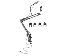 Supporto per telefono sopra la testa con luce ad anello Luce ad anello per selfie con morsetto e supporto per telefono per estensione ciglia manicure bellezza