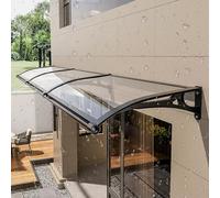 Supporto per tenda da sole in alluminio nero per porta esterna in policarbonato, protezione UV, protezione da pioggia e neve, dimensioni L 120 x L 300 cm - & soluzione elegante