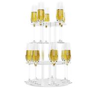 Supporto per torre dello champagne - Portabicchieri rotondo in acrilico a 2 livelli e 12 slot | Espositore galleggiante per torre in vetro di champagne, celebrazione di matrimoni | per l'uso in