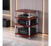 Supporto per torri diffusori， Mobile portaoggetti audio-video a tre ripiani | Rack per apparecchiature AV; supporto antivibrazioni; mobile porta-TV;(Teak color,Four layers)