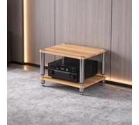 Supporto per torri diffusori， Mobile portaoggetti audio-video a tre ripiani | Rack per apparecchiature AV; supporto antivibrazioni; mobile porta-TV;(Light walnut,Double layer)