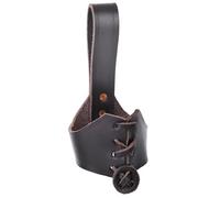 Supporto per trinco vichingo, da cintura, per corni da 0,4 l, in pelle, marrone, medievale