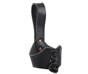 Supporto per trinco Vichingo, da Cintura, per corni da 0,4 l, in Pelle, Nero, Medievale