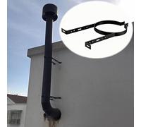 Supporto per Tubo Camino Telaio di supporto in metallo per tubi di forni, staffa di fissaggio del camino regolabile con viti, supporto fisso a parete per stabilità al vento(Black,27cm/10.6in Hoop Dia)