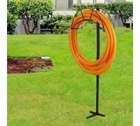 Supporto per tubo da giardino con cestino portaoggetti, nero per decorazione