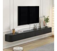 Supporto per TV galleggiante con gestione dei cavi per soggiorno o camera da letto, stile semplice, supporto multimediale (200 x 20 x 24 cm)