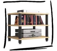 Supporto per TV HiFi in legno e acciaio a 1/2/3/4 ripiani AV Mensola moderna HiFi per Home Theater Finitura rossa Design robusto ed elegante