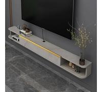 Supporto per TV sospeso a parete, console multimediale per centro intrattenimento con ante a ribalta e ampio spazio per soggiorno