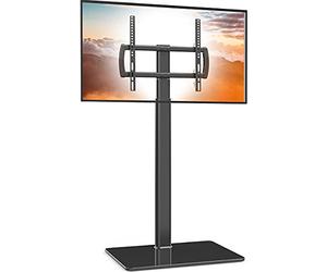 Supporto per TV universale, da pavimento, girevole a 80 gradi, regolabile in altezza e salvaspazio, adatto per televisori LCD, LED e OLED da 27-65", perfetto per angoli e camere da letto HT1002B
