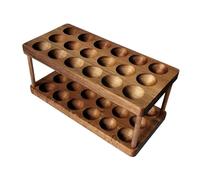 Supporto per uova in legno: supporto per uova in legno a 2 livelli, contenitore per uova, cestino organizer per uova
