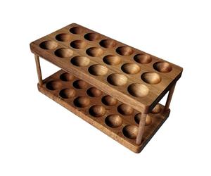 Supporto per uova in legno: supporto per uova in legno a 2 livelli, contenitore per uova, cestino organizer per uova