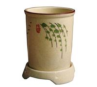 Supporto per utensili da cucina, Contenitore portautensili in ceramica, organizer da banco, scolapiatti con vassoio di base, confezione da 2(C)