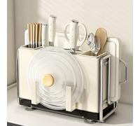 Supporto per utensili da cucina, Organizzatore magnetico for utensili da cucina in acciaio al carbonio con 5 scomparti, multicolore(B)