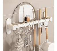 Supporto per utensili da cucina, Portautensili da cucina con ganci da parete, grigio/bianco, diverse misure(White,6Hook)