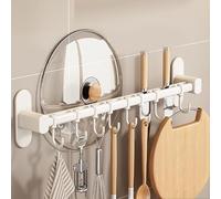 Supporto per utensili da cucina, Portautensili da cucina con ganci da parete, grigio/bianco, diverse misure(White,8Hook)