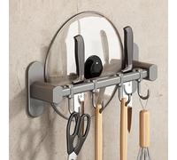 Supporto per utensili da cucina, Portautensili da cucina con ganci da parete, grigio/bianco, diverse misure(Grey,4Hook)