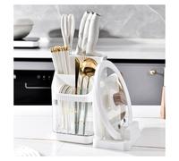 Supporto per utensili da cucina, Portautensili da cucina girevole a 3 scomparti in plastica ventilata, multicolore(White)