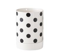 Supporto per utensili da cucina, Portautensili in ceramica con fori di drenaggio e vassoio raccogli-acqua, 10,5x11,3 cm, portavaso(Polka Dot Pattern)