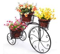 Supporto per vasi da fiori a 3 livelli, moderno e decorativo, per giardino e terrazzo, piccolo supporto per biciclette, per 3 vasi da fiori - Supporto per fiori in ferro battuto a forma di bicicletta