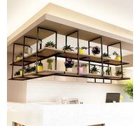 Supporto per vasi di fiori sospesi da soffitto, mensola galleggiante a 2 strati, portabottiglie da cucina, mensola a parete, decorazioni galleggianti, mensole espositive per balcone(100x30x80cm)