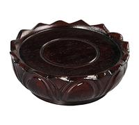 Supporto per vaso a statua con espositore bonsai base rotonda intaglio in legno artigianale con base di loto di guanyin vaso in pietra strana bonsai ornamento per la decorazione della casa e l'ufficio