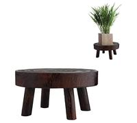 Supporto per vaso per piante, mini sgabello rotondo in legno, supporto per piante da giardino, supporto per piante da interno, vintage, venature del legno, vaso per piante da giardino, 14 x 9 cm