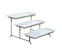Supporto per vassoi a 3 livelli Gibson con piatti rettangolari, vassoio per antipasti, espositore per dessert, decorazione per brunch, feste del